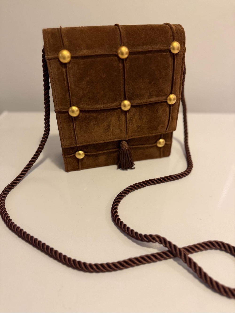 Vintage Collectable Italian Suede Brown Crossbody Bag